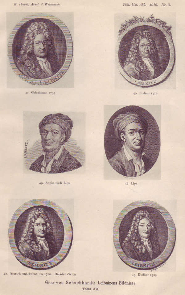 Leibnizens Bildnisse, von Hans Graeven und Carl Schuchardt; Abhandlung der Kniglich Preuischen Akademie der Wissenschaften Jg. 1916, Nr. 3